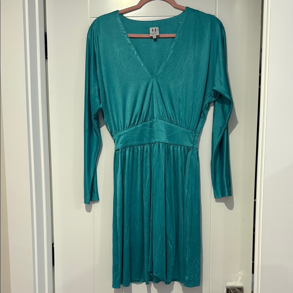 Halston Heritage Blue Ruched Dolman Sleeve Sundress-XS